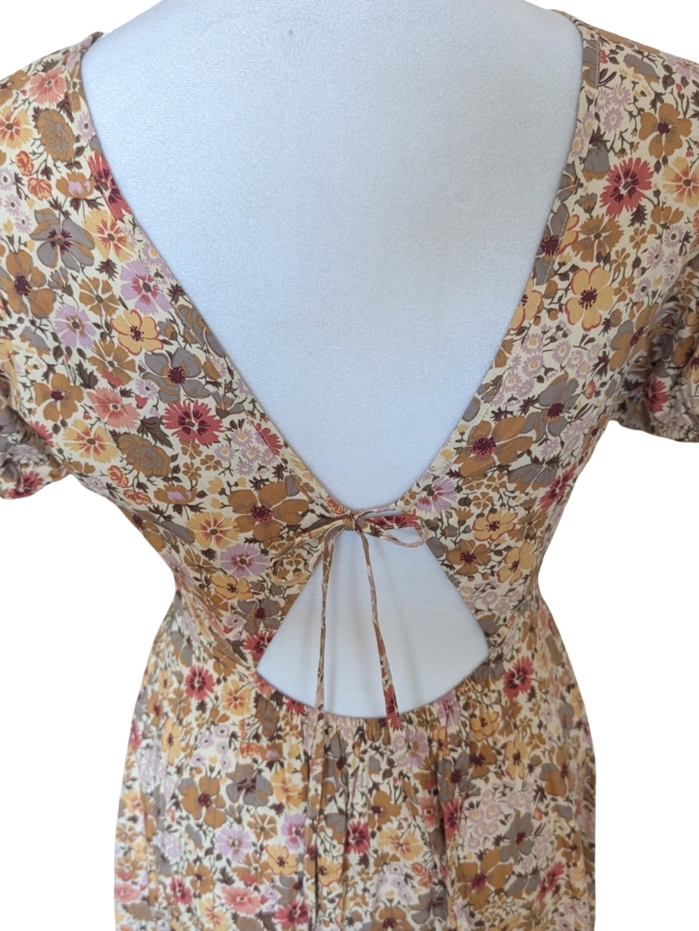 Madewell Libby Puff-Sleeve Open-Back Midi Dress Size 2 - Picture 9 of 12